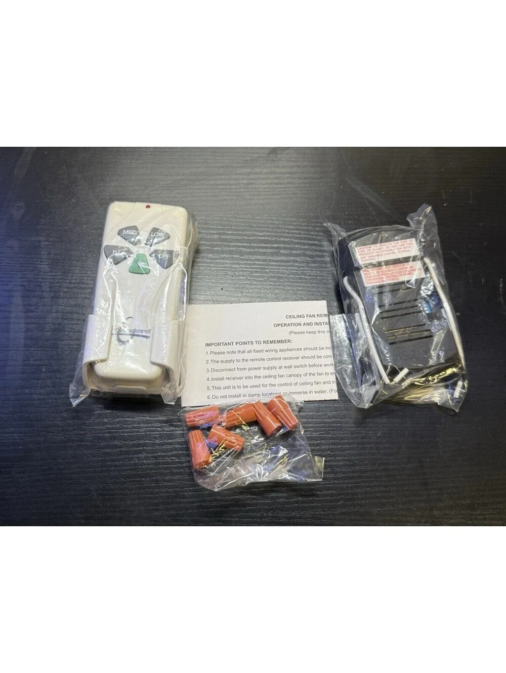 NEW Concord Ceiling Fan Remote Control & Receiver Kit 3-Speed Dimmer Wall Mount